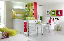 Interior of kitchen and children's room in the house