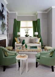 Gray green living room interior photo