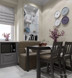 Kitchen in Khrushchev photo with dining table