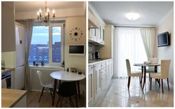 Kitchen in Khrushchev photo with dining table
