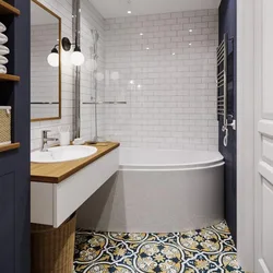 Small bathtub in the bathroom interior