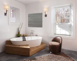 Bath on a pedestal in the interior