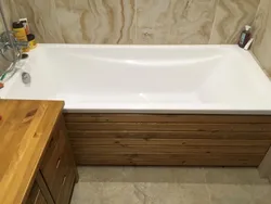 Экран для ванны из дерева фото