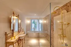 Bathroom design marble and gold