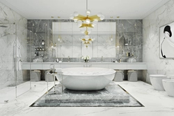 Bathroom design marble and gold