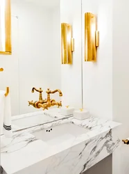 Bathroom design marble and gold