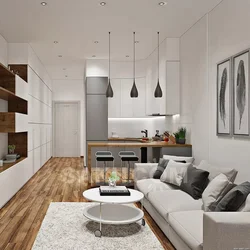 Design of a one-room apartment with a kitchen