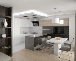 Дизайн кухни 20 м с барной стойкой