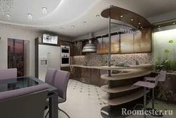 Дизайн кухни 20 м с барной стойкой