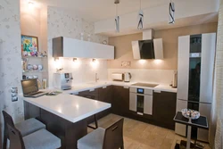 Kitchen design 20 m with a bar counter
