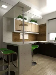 Kitchen design 20 m with a bar counter