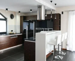 Kitchen design 20 m with a bar counter