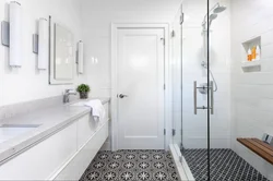Bath Design White Walls Gray Floor
