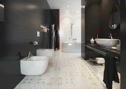 Bath design white walls gray floor