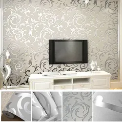 Silk screen wallpaper in the bedroom interior