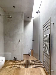 Bathroom design with wood floor