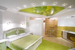 Bedroom design with flowers on the ceiling