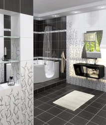 Birch ceramic tiles in the bathroom interior photo