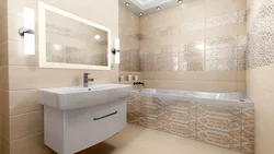 Birch ceramic tiles in the bathroom interior photo