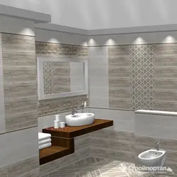 Birch ceramic tiles in the bathroom interior photo