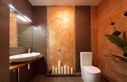Decorative plaster and tiles in the bathroom photo