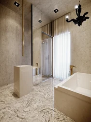 Decorative Plaster And Tiles In The Bathroom Photo