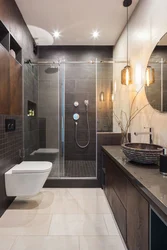 Bathroom design with dark floor