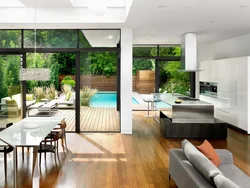 Swimming pool in the living room in the interior
