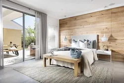 Bedroom design wood and wallpaper