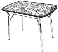 Photo of glass tables for the kitchen with a pattern