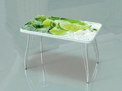 Photo of glass tables for the kitchen with a pattern