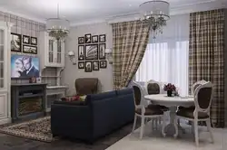 Английский интерьер кухни гостиной