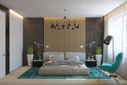Wood And Wallpaper In One Bedroom Interior