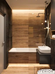 Bathroom design marble and wood tiles