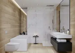 Bathroom design marble and wood tiles