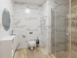 Bathroom design marble and wood tiles