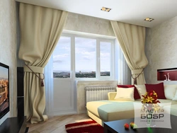 Balkon qapısı olan qonaq otağında daxili pəncərə