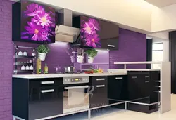 Kitchen design with flowers on the facade