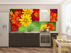 Kitchen design with flowers on the facade