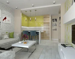 Apartment design 43 sq m with kitchen living room