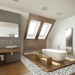 Bathroom design with a window in the attic