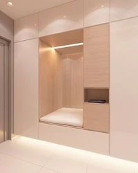 Hallway in a modern design style, bright with a wardrobe