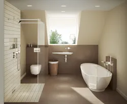 Divara asılmış tualet ilə vanna otağı dizaynı