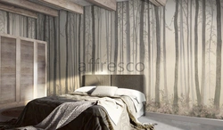 Foggy forest in the bedroom interior
