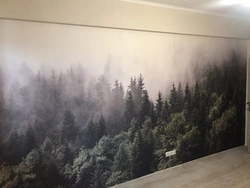 Foggy forest in the bedroom interior