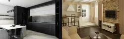 Гарнитур Без Верхних Шкафов Дизайн Совмещенная С Гостиной
