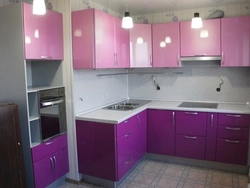 Lilac pink kitchen interior