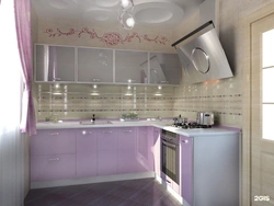 Lilac pink kitchen interior