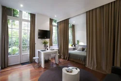 Curtains in an apartment room photo