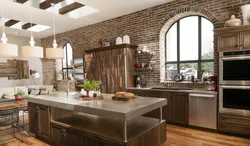 Brick kitchen in the house photo